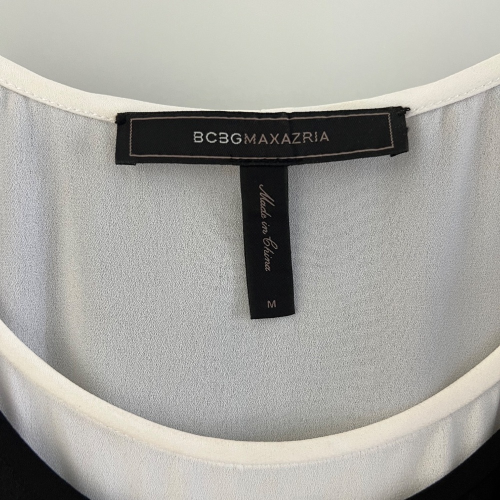 BCBG MaxAzaria High -Low Asymmetrical Slip Dress in black and white- Size M - Picture 2 of 7
